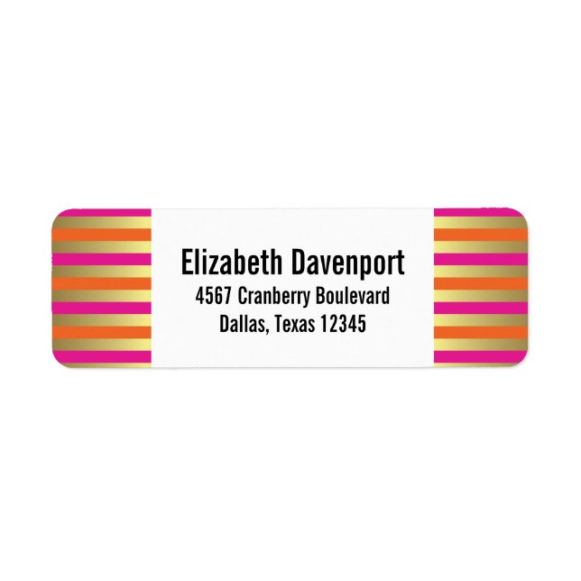 Faux Gold, Pink and Orange Striped Pattern (Front)