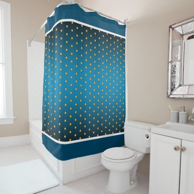 Faux Gold Polka Dots on Blue Gradient (In Situ)