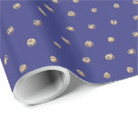Faux Gold Polka Dots on Dark Periwinkle Blue Wrapping Paper<br><div class="desc">The design of this premium-quality glossy wrapping paper features Happy, Always Trendy, Polka Dots coloured and shaded to produce the look of crinkled gold foil set against a background of Dark Periwinkle Blue. All-occasion style that's also perfect for Jewish Holidays and Celebrations.</div>