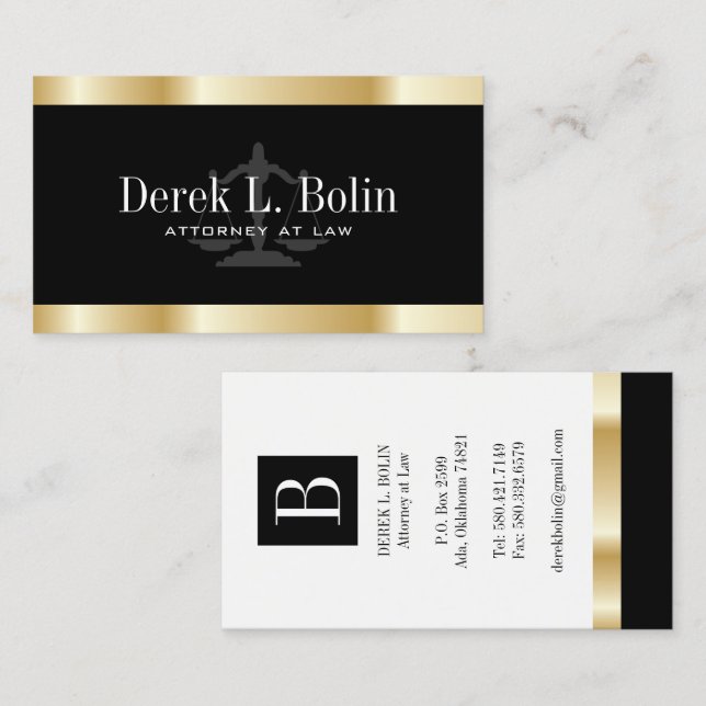 "Faux Gold" Professional Attorney Business Cards (Front/Back)