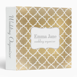 Faux gold quatrefoil wedding organizer binder