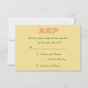 Faux Gold Red Green Holiday Christmas Wedding RSVP Card