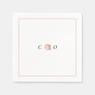 Faux gold rose monogram minimalist wedding napkin