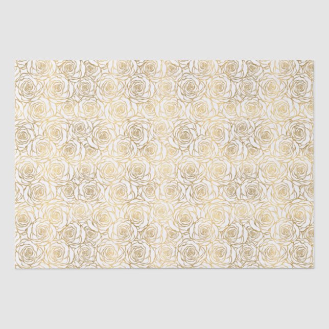 Faux Gold Roses Tissue Paper (Front)