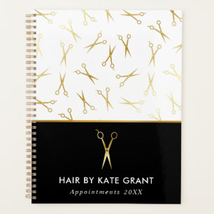 Faux Gold Scissor Hair Stylist Salon Appointment Planner