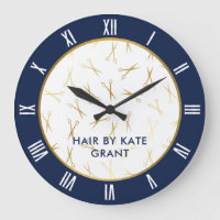 Faux Gold Scissors Navy Blue Hair Salon
