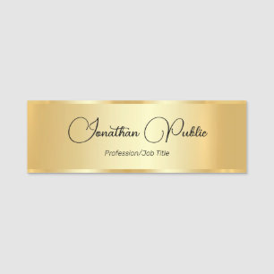 Faux Gold Script Custom Typography Template Name Tag