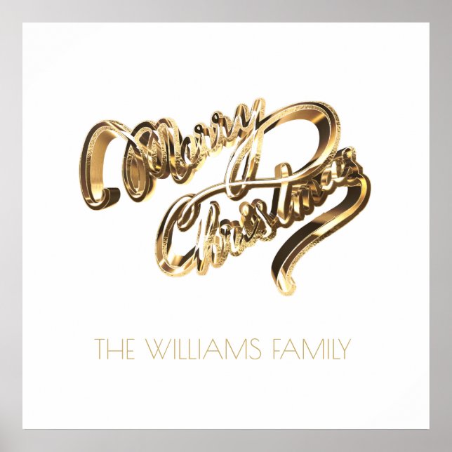 Faux Gold Script Elegant Merry Christmas Poster (Front)