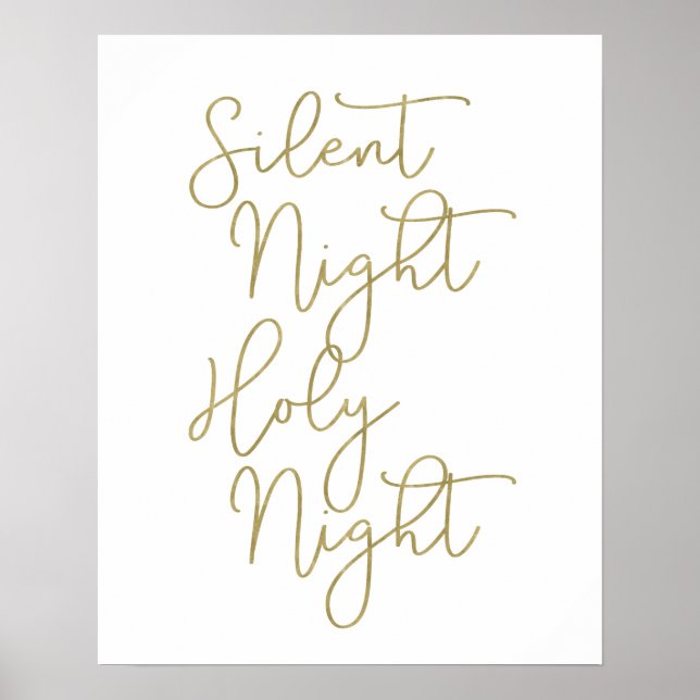 Faux Gold Script Typography | Silent Night Poster (Front)