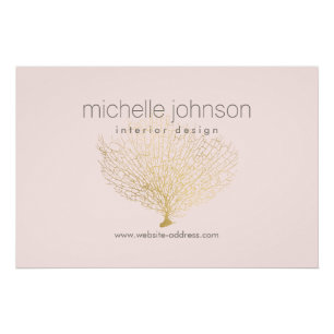 Faux Gold Sea Fan Coral Interior Designer Pink Poster