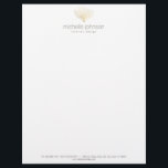 Faux Gold Sea Fan Coral Letterhead<br><div class="desc">A personalized letterhead design featuring a faux gold sea fan/sea coral graphic with your name or business name. A coastal aesthetic perfect for anyone. Art and design © 1201AM Design Studio | www.1201am.com</div>