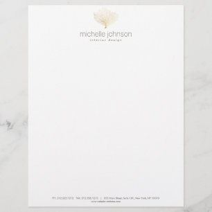 Faux Gold Sea Fan Coral Letterhead