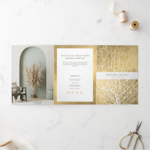 Faux Gold Sea Fan Coral Motif Designer Brochure