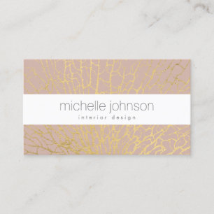 Faux Gold Sea Fan Pattern on Pink/Mauve Business Card