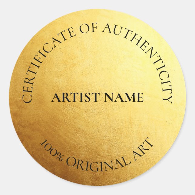 Faux Gold Seal Certificate of Authenticity Art (Front)