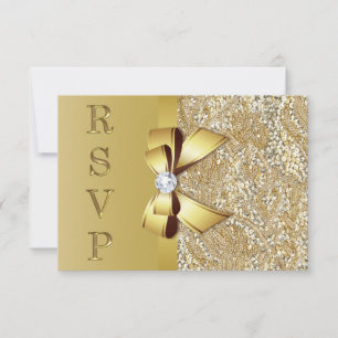 Faux Gold Sequins Bow Diamond RSVP