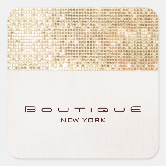 FAUX Gold Sequins Linen Look Trendy and Chic Square Sticker (Front)