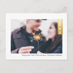 Faux Gold Simple Happy New Year Personalized Photo Postcard