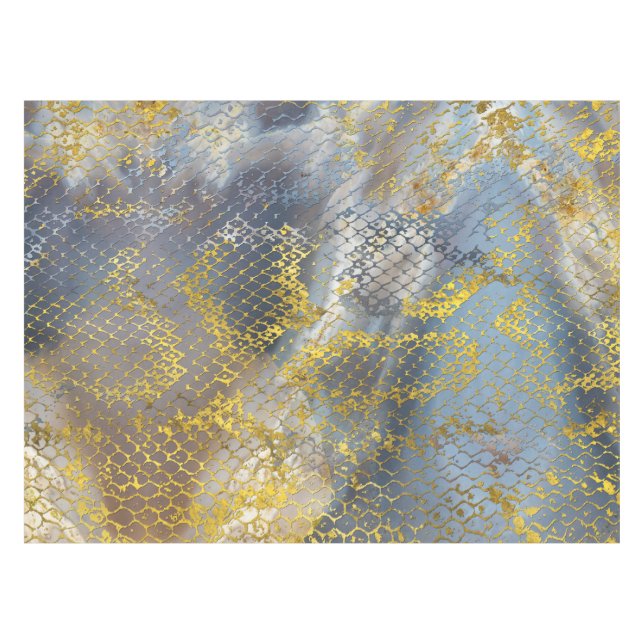 Faux gold snake skin texture on  marble tablecloth (Front (Horizontal))