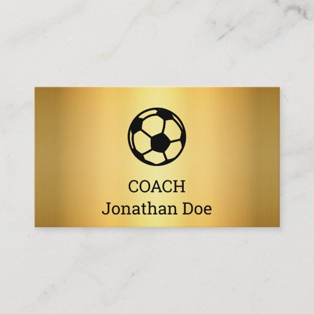 Faux Gold Soccer Coach Business Card (Front)