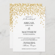Faux Gold Sparkle Confetti Faire-part de mariage