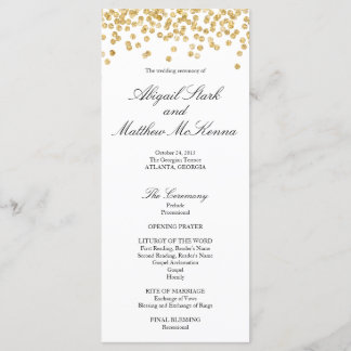 Faux Gold Sparkle Confetti Programme de mariage