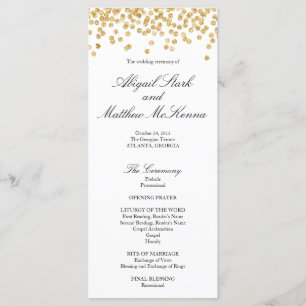 Faux Gold Sparkle Confetti Wedding Program