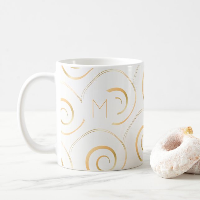(Faux Gold) Spiral Monogram | Mug (With Donut)
