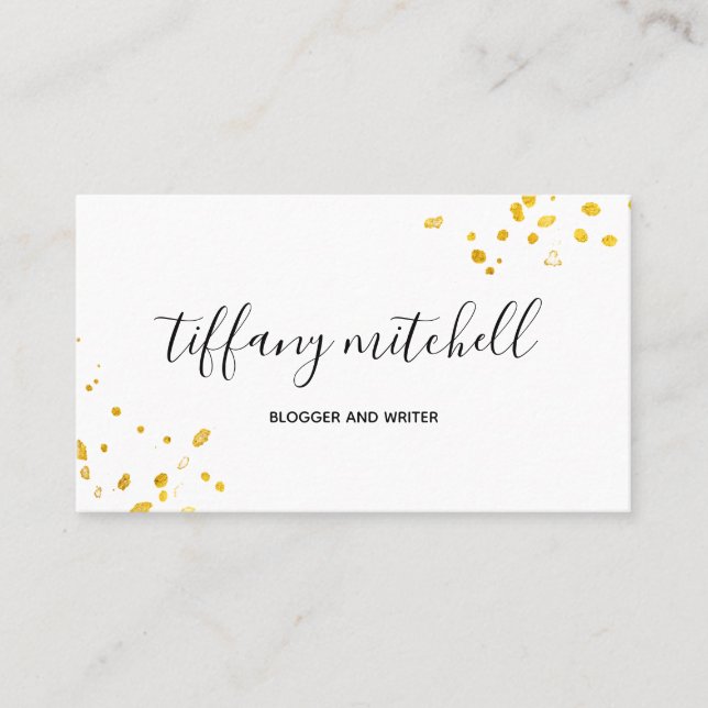 Faux Gold Splashes with Elegant Typography Business Card (Front)