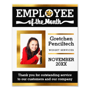 Faux gold star employee of the month photo display print