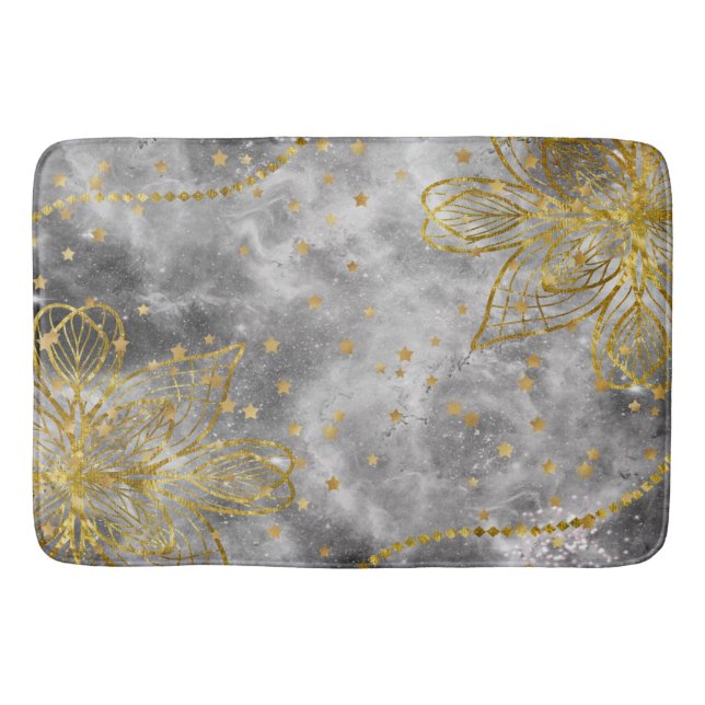 Faux Gold Star Mandala Bath Mat Large (Front)