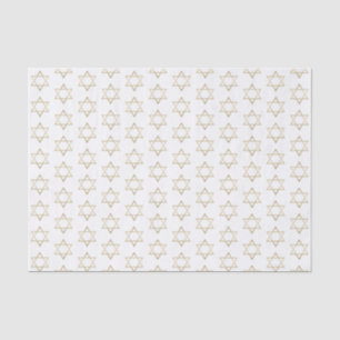 Faux Gold Star of David Hanukkah White Holiday Tissue Paper