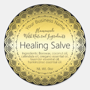Faux Gold Sticker Label Handmade Healing Balm