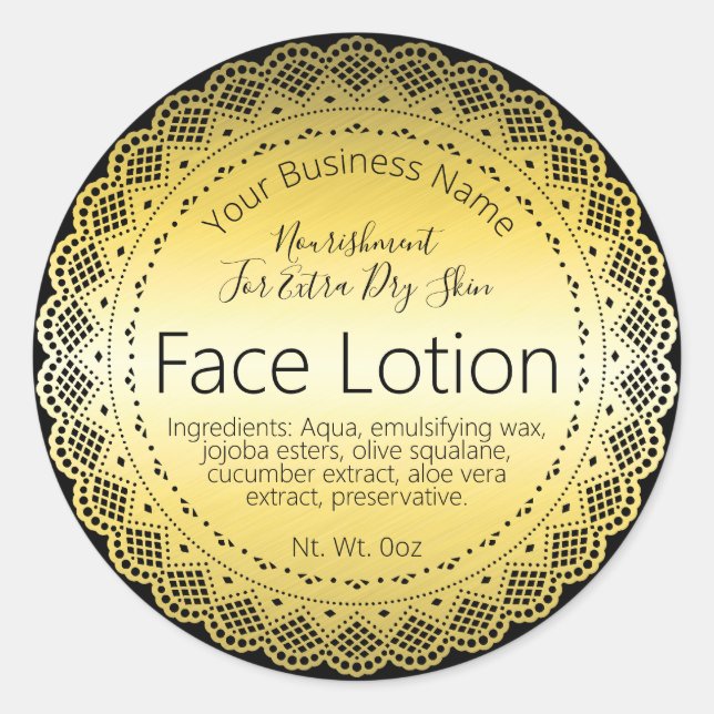 Faux Gold Sticker Label Handmade Moisturizer (Front)