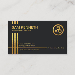 Faux Gold Stripes Dark Blue Professional Chauffeur Business Card