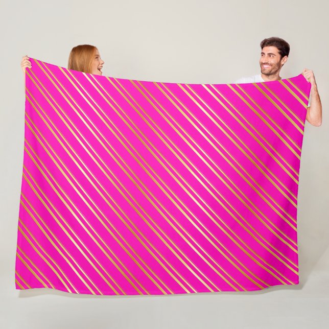 FAUX GOLD STRIPES ON PINK FLEECE BLANKET (In Situ)