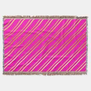 FAUX GOLD STRIPES ON PINK THROW BLANKET