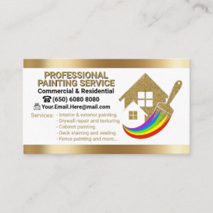 Faux Gold Stripes Paint Brush Painter Business Card
