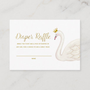 Faux Gold Swan Diaper Raffle Ticket Enclosure Card