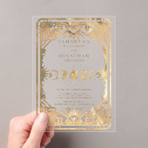 Faux Gold Tarot Celestial Wedding Acrylic Invitations