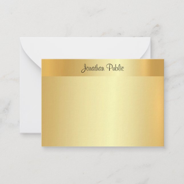 Faux Gold Template Handwritten Script Name Elegant (Front)