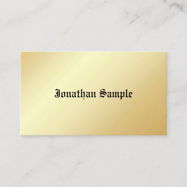 Faux Gold Template Old Text Personalized Glamourou Business Card (Front)