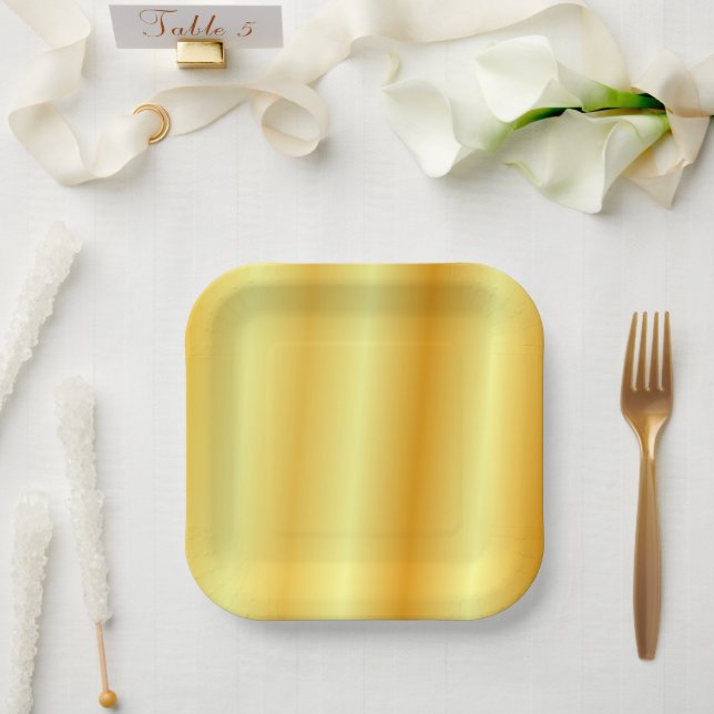 Faux Gold Template Trendy Elegant Glamourous Paper Plate (Wedding)