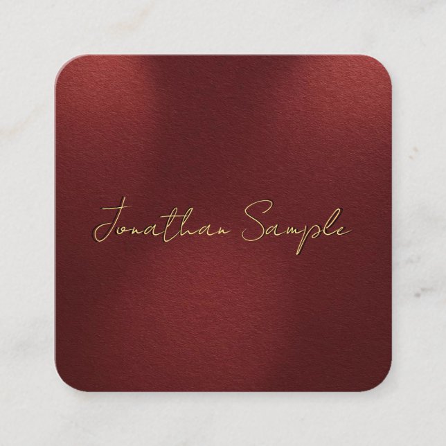 Faux Gold Text Elegant Monogram Rounded Corner Square Business Card (Front)