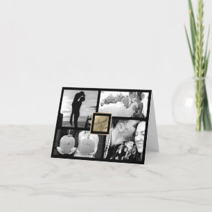 Faux Gold Thank You Wedding 4 Photo Card