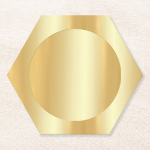 Faux Gold Trendy Elegant Blank Glamourous Template Paper Coaster