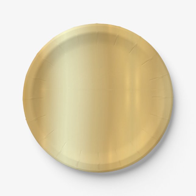 Faux Gold Trendy Elegant Simple Design Template Paper Plate (Front)