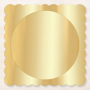 Faux Gold Trendy Modern Glamourous Blank Elegant Paper Coaster