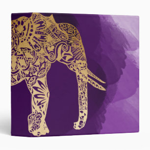 faux gold tribal elephant purple brushstroke binder