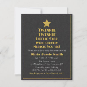 Faux Gold Twinkle Twinkle Little Star Baby Shower Invitation